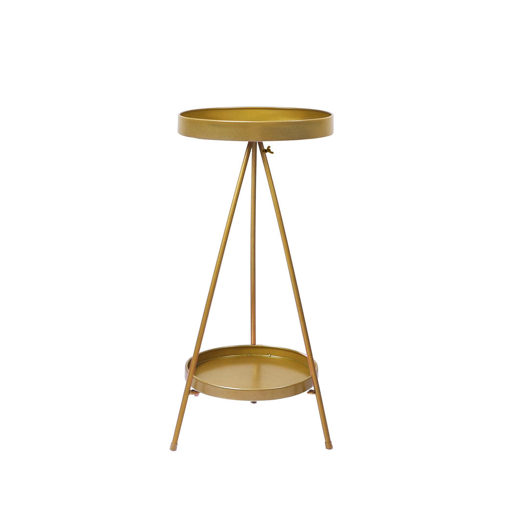 Levede Plant Stand 2 Tiers Outdoor Indoor Gold Medium-1954802668740415489