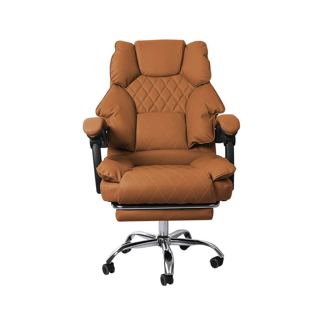 Levede Gaming Chair Office Computer Brown Footrest-1910112922684755968