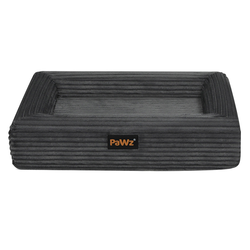 Pawz XL Size Orthopedic Dog Bed with Corduroy Removable Cover Waterproof Washable Grey-1973193548052434945