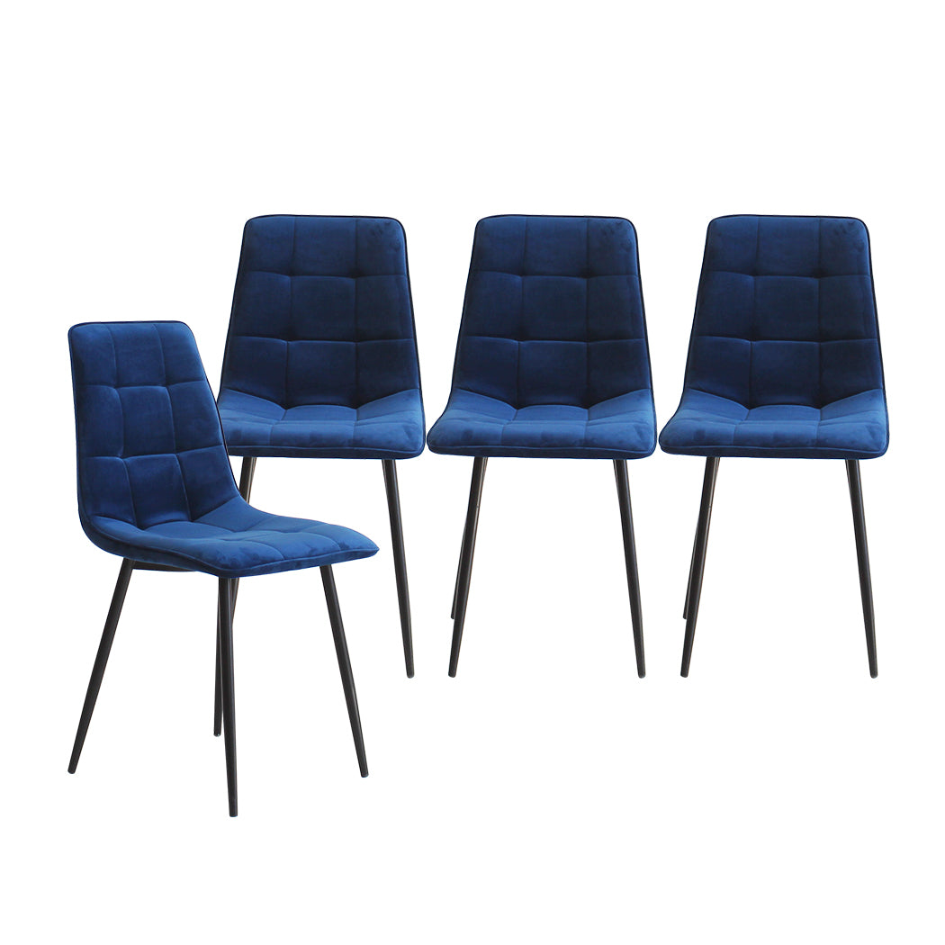 Levede 4x Dining Chairs Kitchen Velvet Blue-1973193557619642369