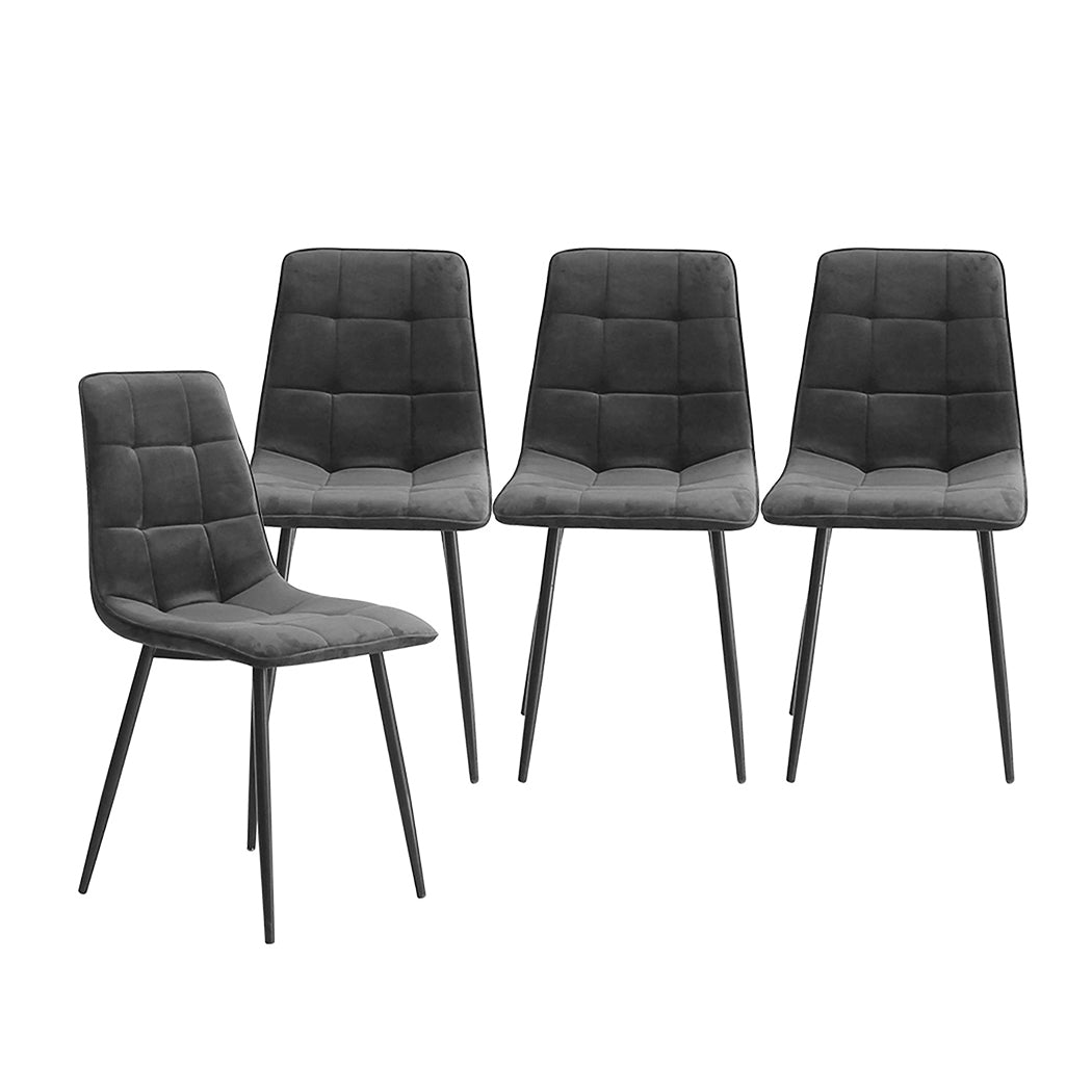 Levede 4x Dining Chairs Kitchen Velvet Grey-1954802984441483265