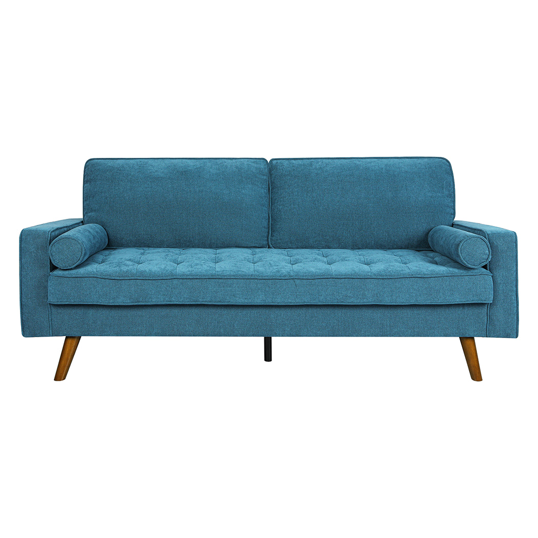Levede Fabric Sofa Armchair 3 Seater Couch Blue 191cm Wide-1954802588826341377
