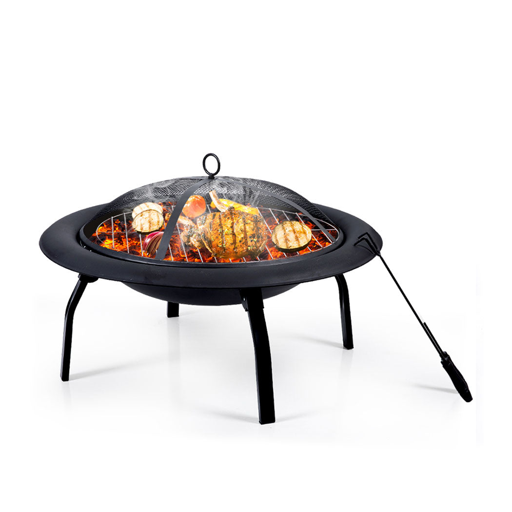 30" Portable Outdoor Fire Pit BBQ Grill Large-1910112942729334784