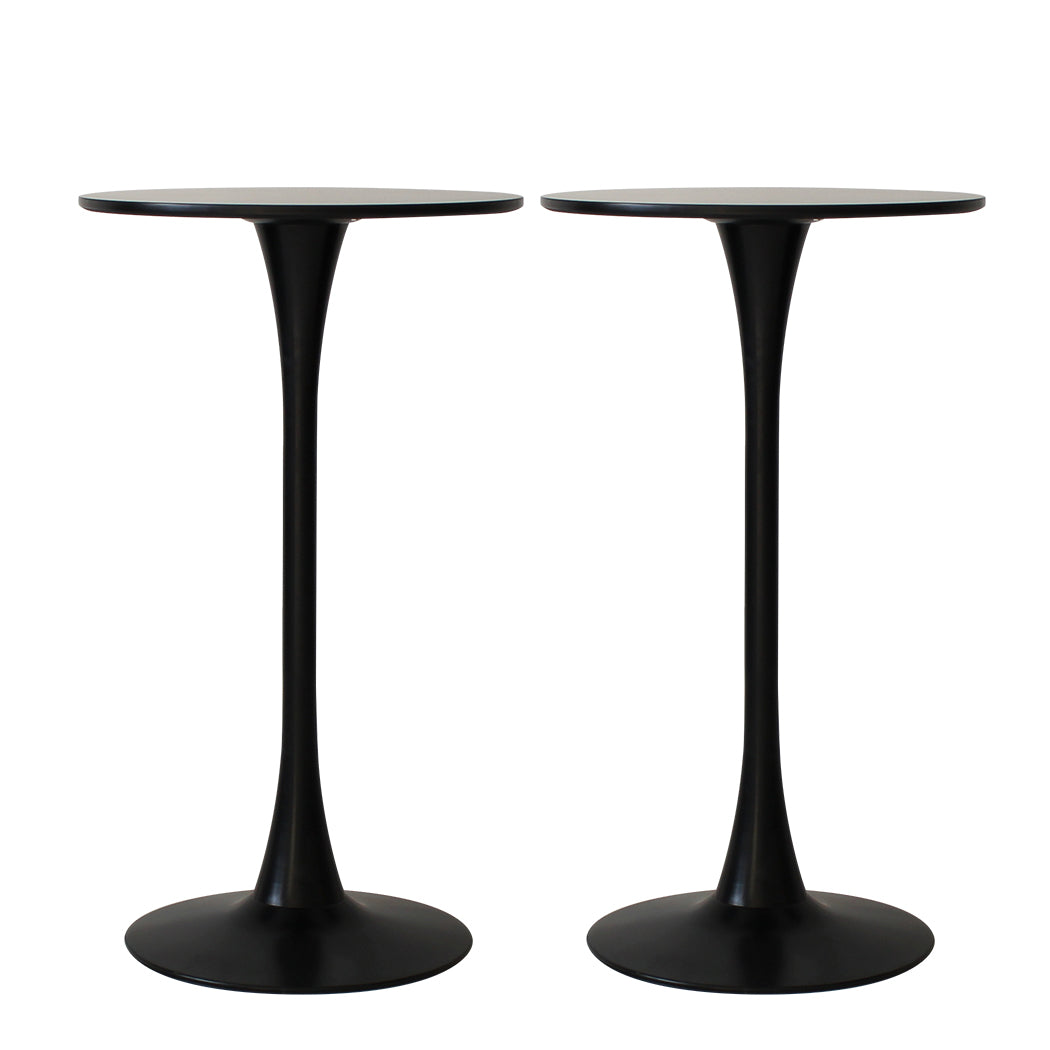 Levede 2x Round Bar Table Pub Tables Black-1954802994553950209