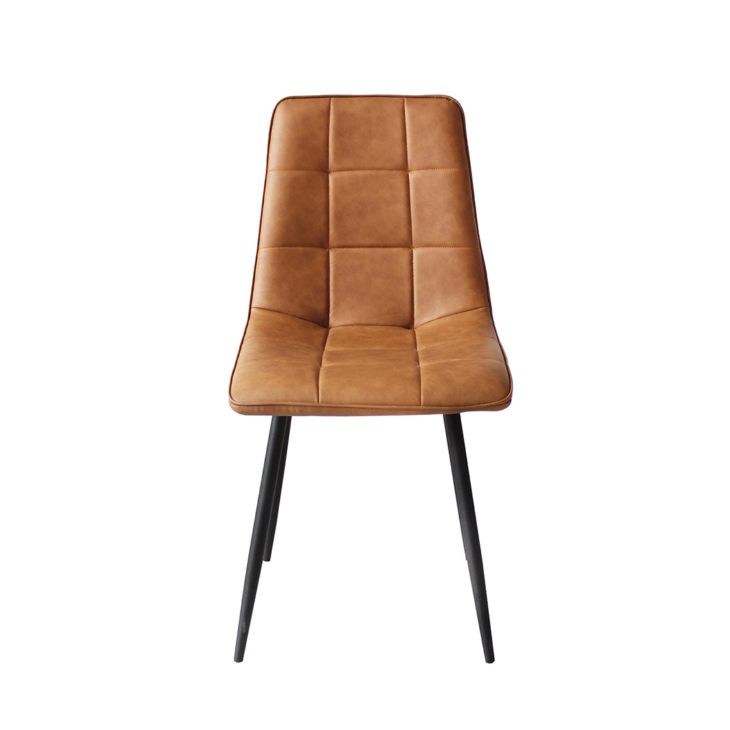 Levede 4x Dining Chairs Kitchen Chair Brown Faux Leather-1954802984638615553