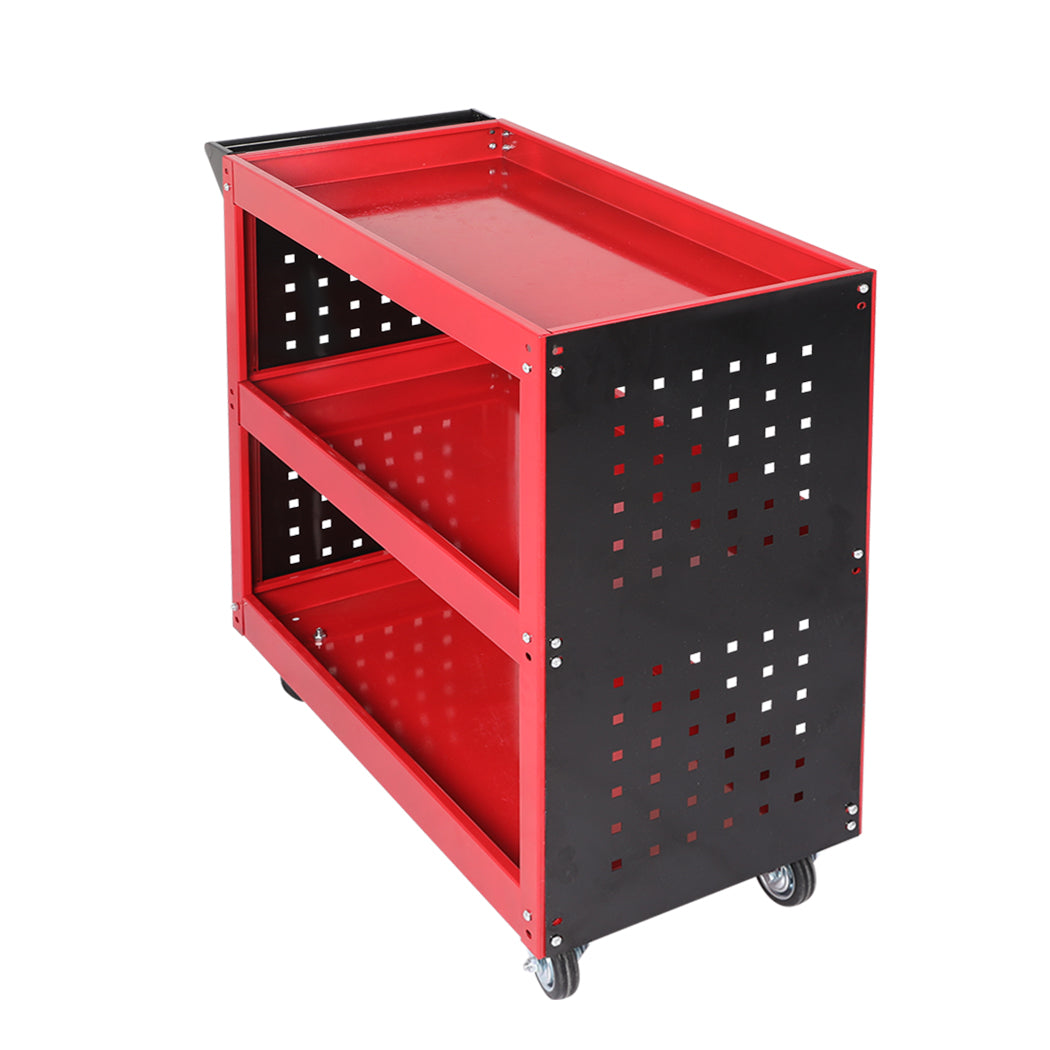 Traderight Tool Trolley Cart 3 Tier Red-1919892898543964161