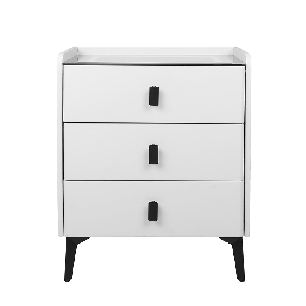 Levede Bedside Table LED Lights Drawers Storage-1954802385335488513