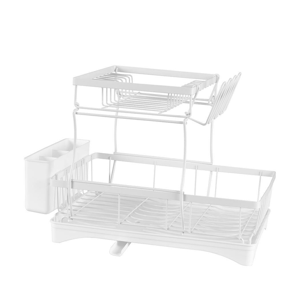 TOQUE Dish Rack Drying Drainer Kitchen White-1910113166860357633