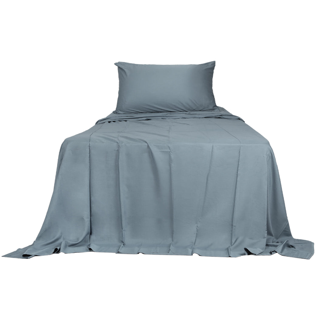 Dreamz 3pcs Sinigle Size 100% Bamboo Bed Sheet Set in Grey Colour Single-1954802921581449217