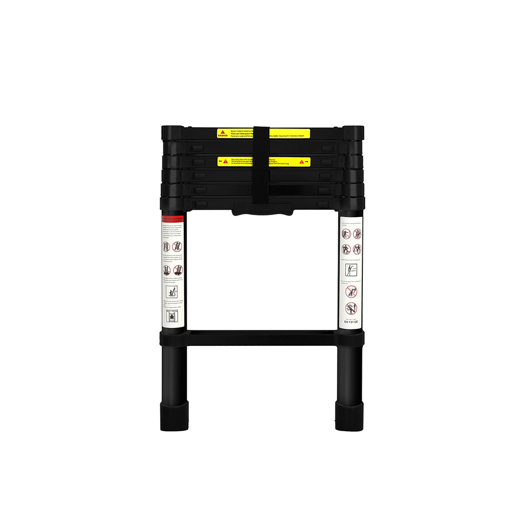 Traderight Multipurpose Aluminium Ladder Telescopic 2M Black 2 Meter-1910113100984619009