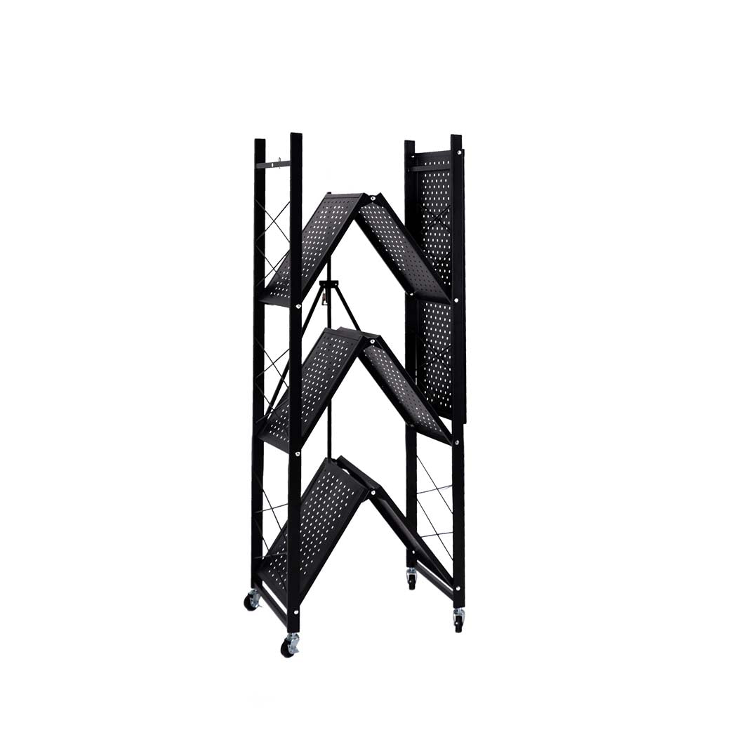 Levede Foldable Storage Shelf Display Black 4 Tiers-1919892859331416065