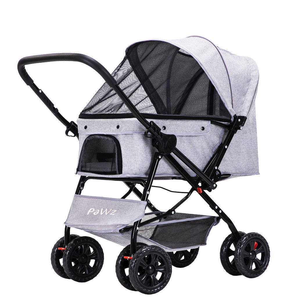 PaWz Pet Stroller Pram Dog Carrier Trailer Grey-1910112546027868161