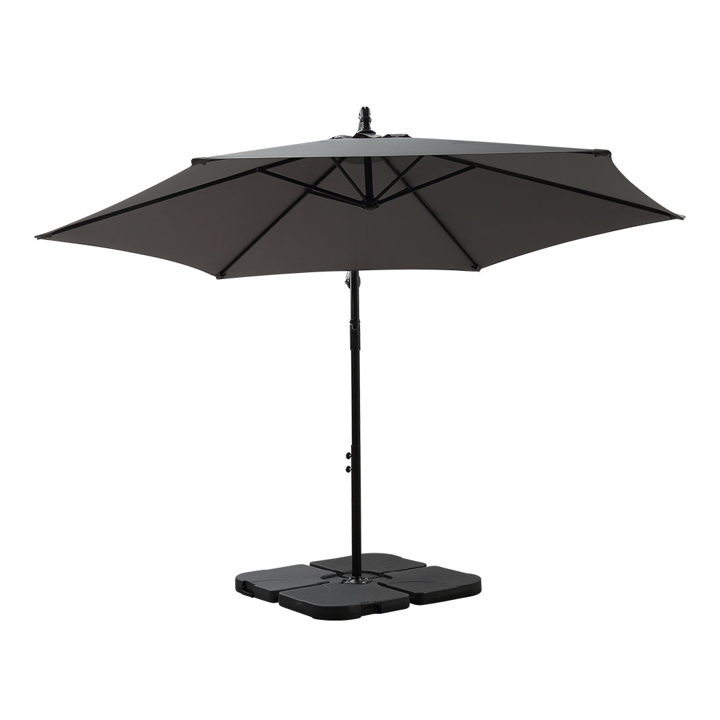 Mountview 3M Outdoor Umbrella Cantilever Grey With Base-1954802871253995521