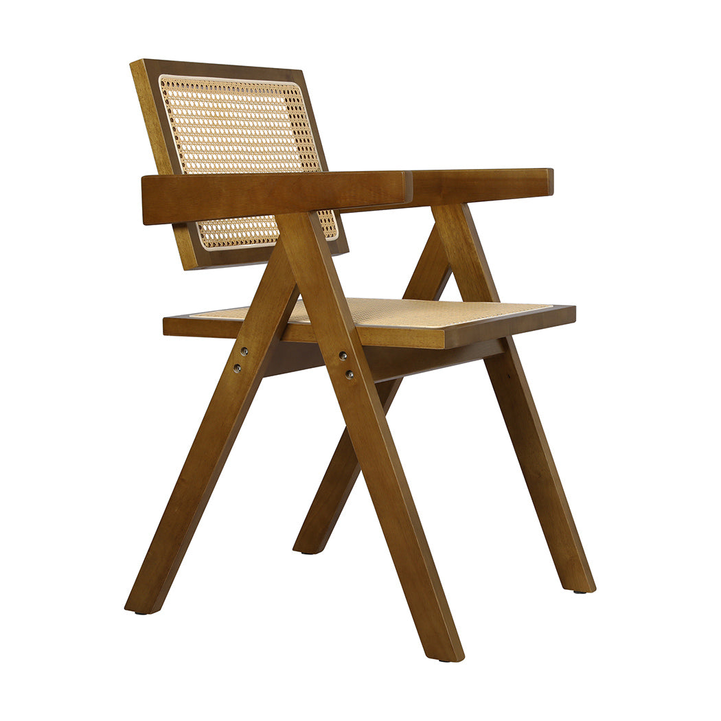 Levede 1x Walnut Wicker Armchair Dining Chair-1910113298267901953
