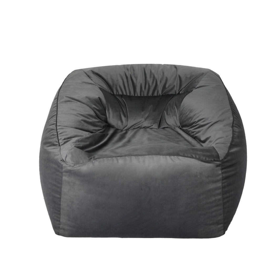 Marlow Bean Bag Chair Cover Soft Velvet Dark grey-1954802910319742977