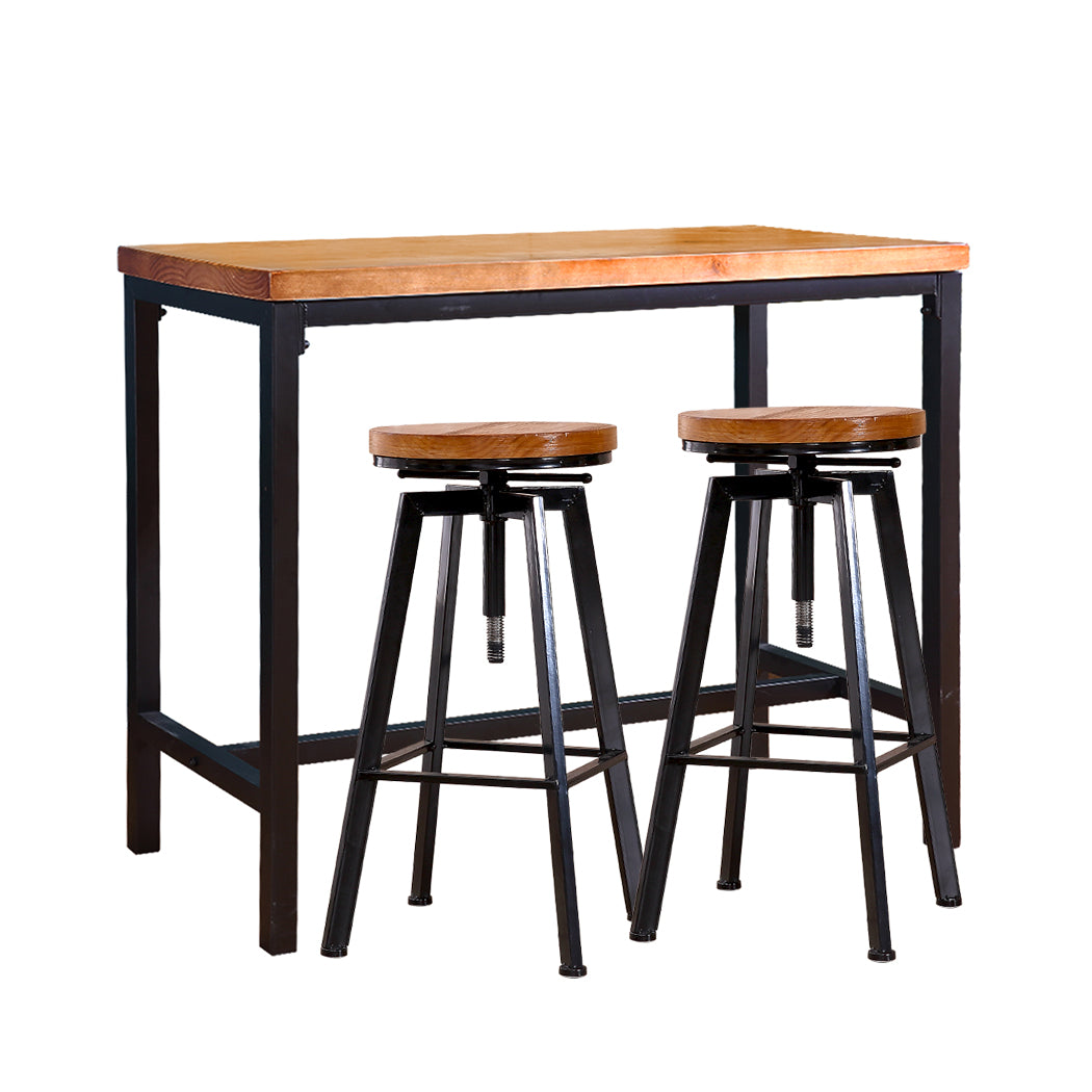 Levede 3pcs Bar Table Barstools Industrial-1954802950241128449
