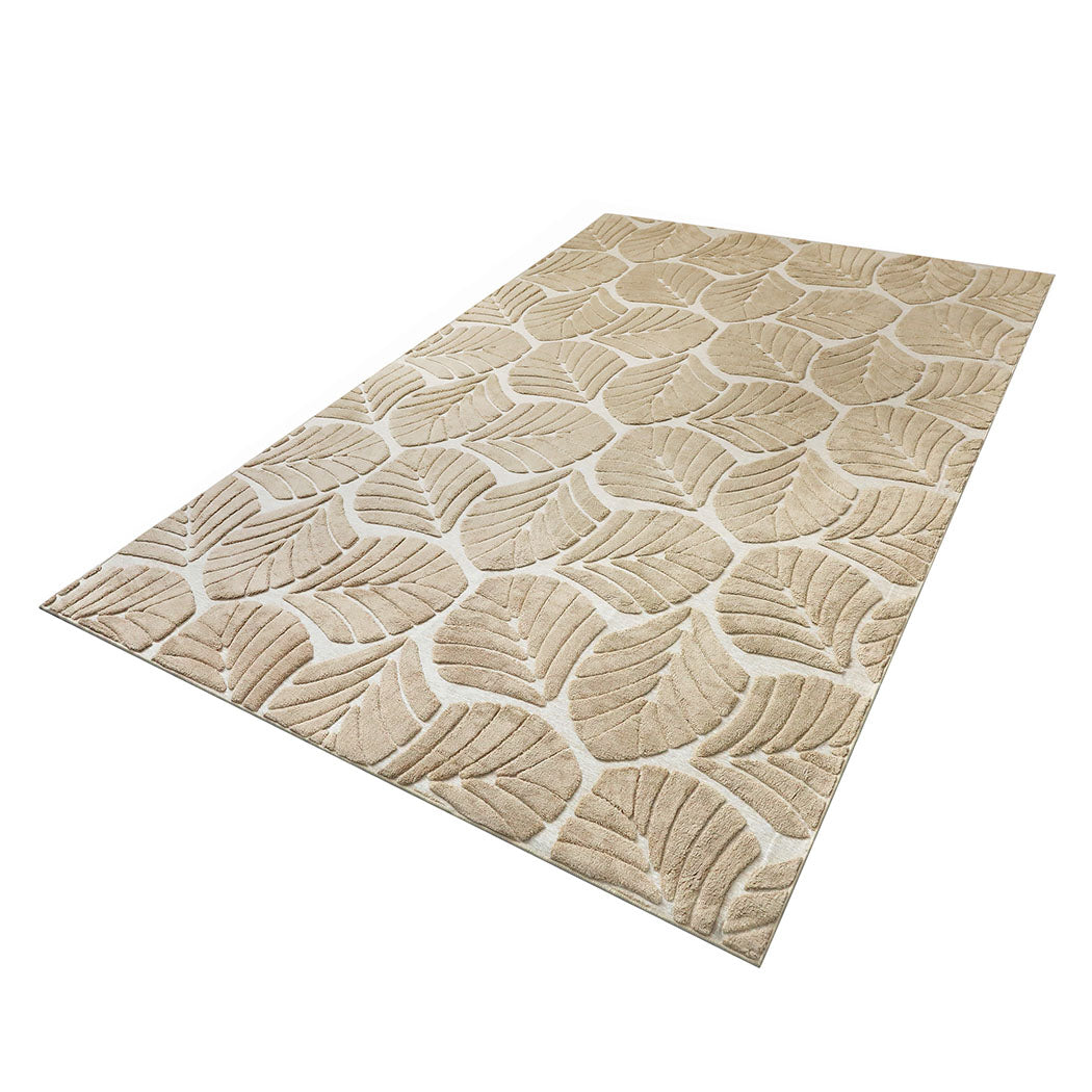 Marlow Floor Rug Soft Embossed Carpet Non Slip Plush Shaggy Rugs Leaf Pattern-1954802391383674881