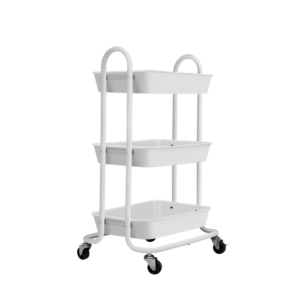 Levede 3 Tiers Kitchen Storage Trolley White-1917016722657906689