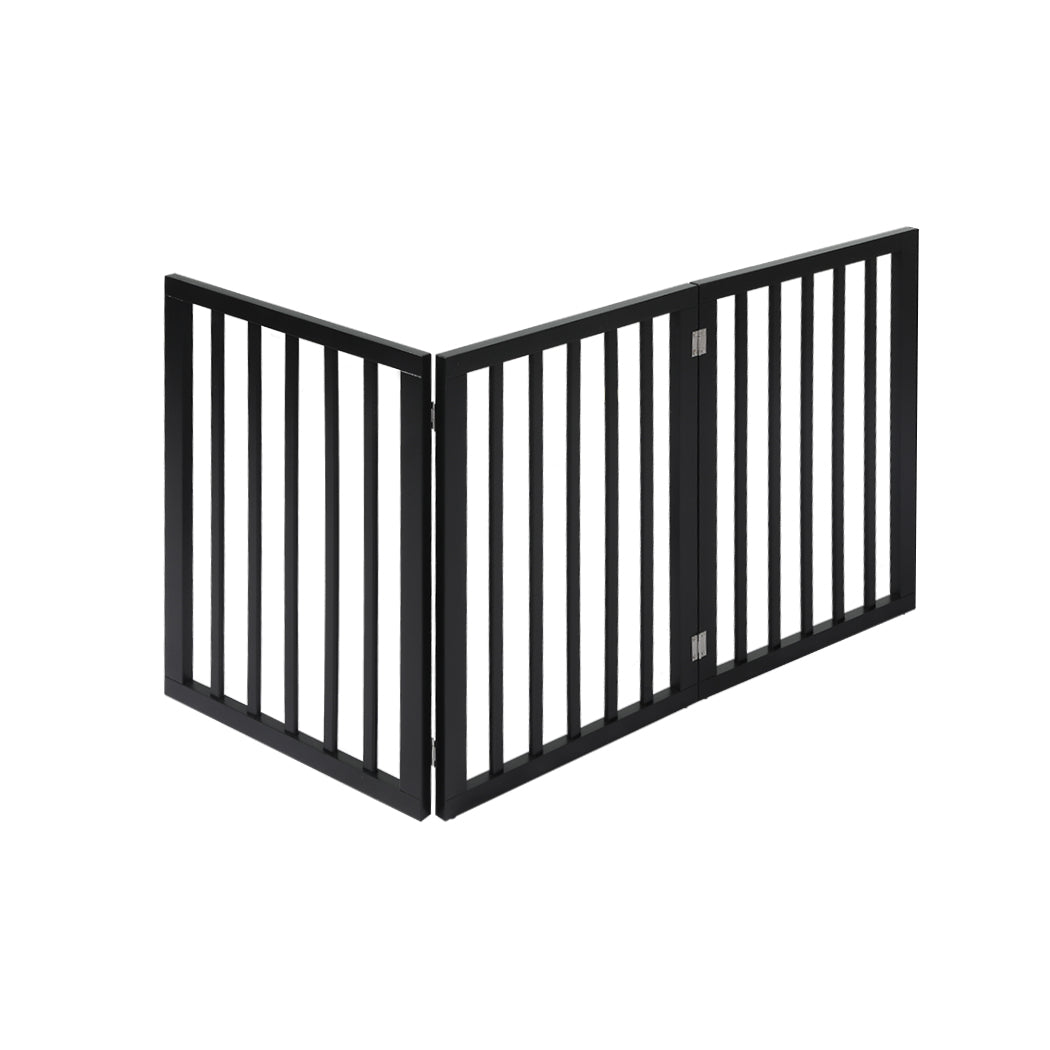 PaWz 3 Panels Wooden Pet Gate Dog Fence Black 139CM-1910112967609946112