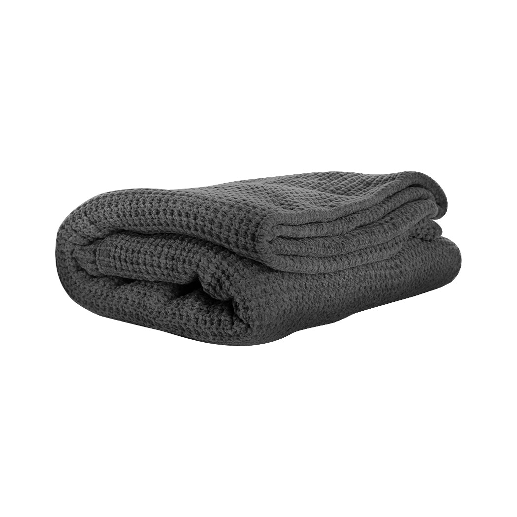 DreamZ Throw Blanket Cotton Waffle Blankets Grey Single-1954802944599789569