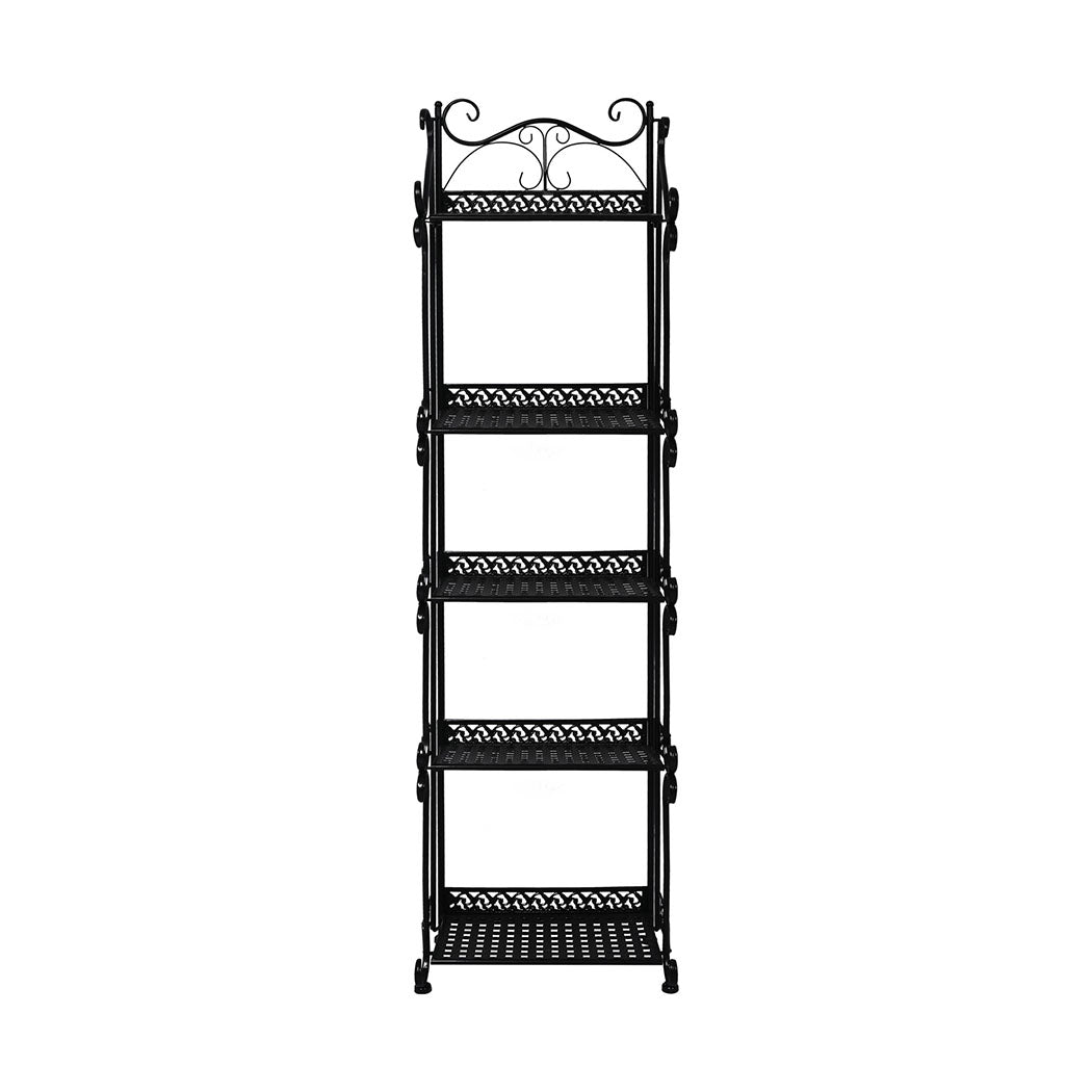 Levede Plant Stand 5 Tiers Outdoor Indoor Black-1910112301520916481