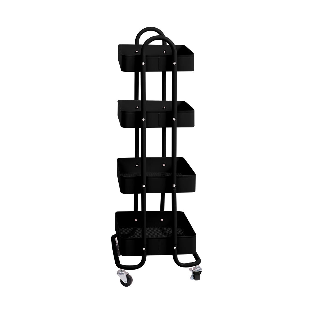 Levede 4 Tiers Kitchen Trolley Cart Black-1954802729071284225
