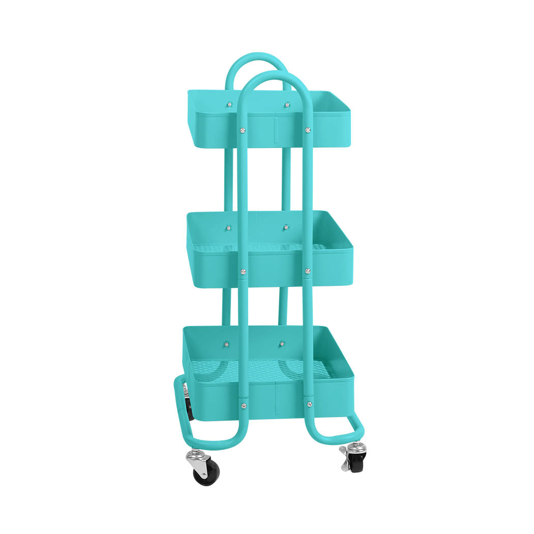 Levede 3 Tiers Kitchen Trolley Cart Turquoise-1917016721709993985