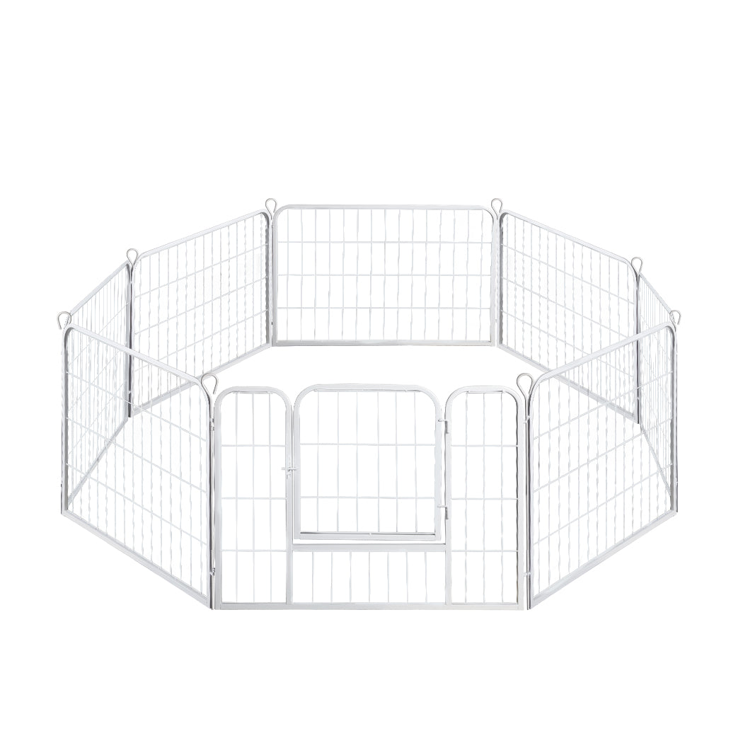 PaWz 8 Panel 24'' Pet Dog Playpen Puppy White 24 inch-1973193827246280705