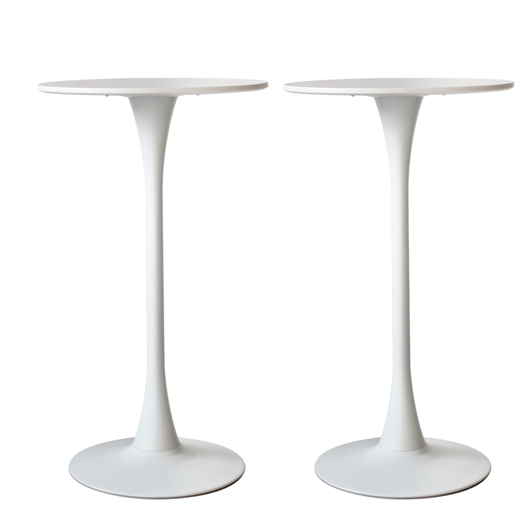 Levede 2x Bar Table Pub Tables Kitchen Marble Tulip Outdoor Round Metal White