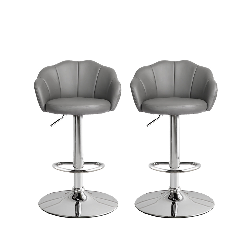 Levede 2x Bar Stools Kitchen Gas Lift Grey-1919892921260314625