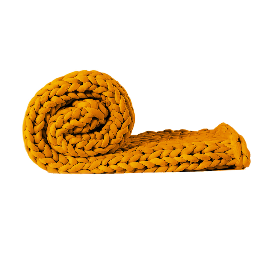 Dreamz Knitted Weighted Blanket Chunky Yellow Kids-1954802943995809793