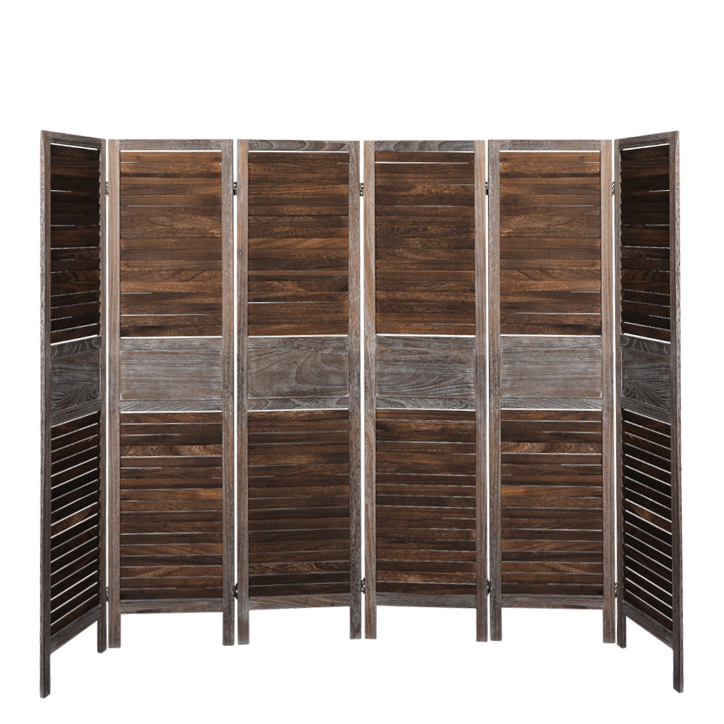 Levede Room Divider 6 Panel Folding Brown-1954802329907761153