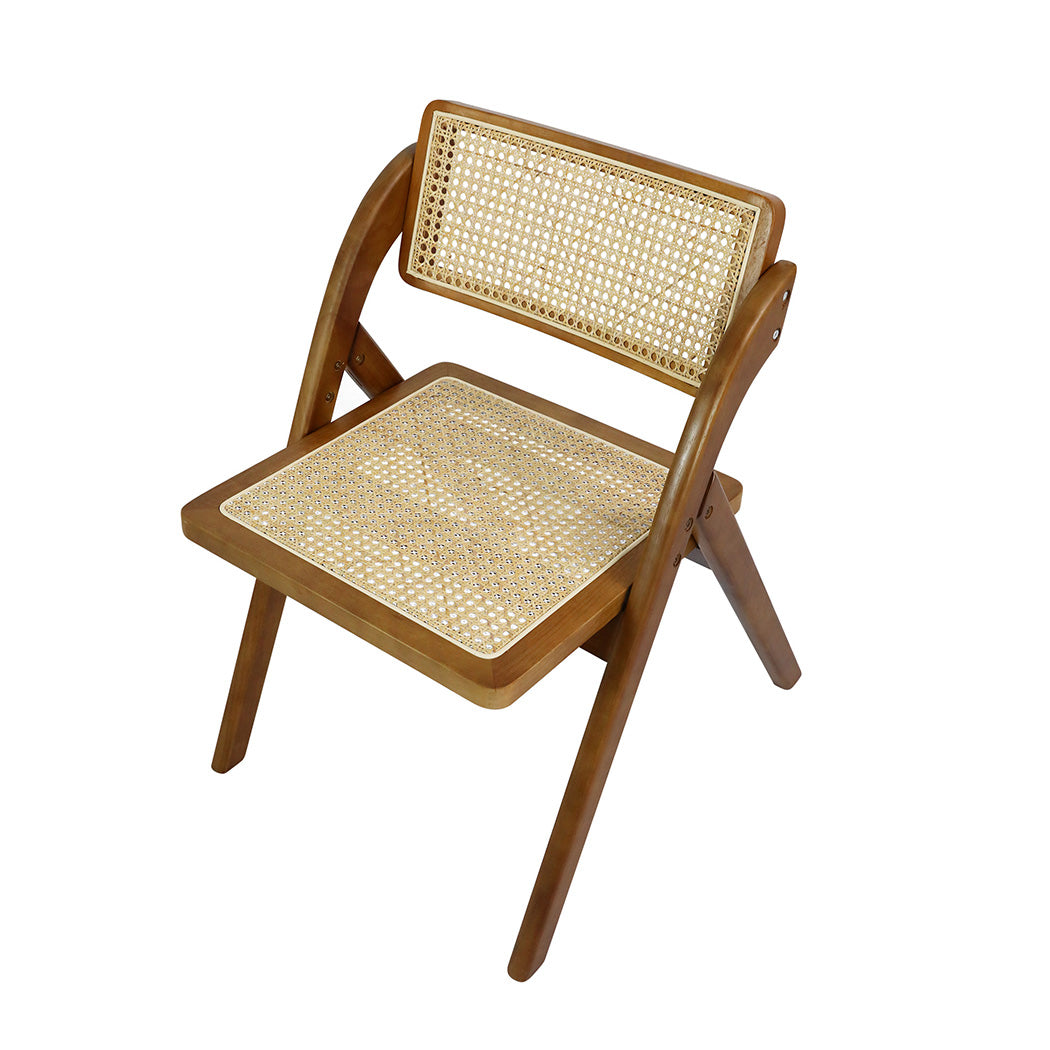 Levede 2X Foldable Rattan Dining Chairs Walnut-1954802988602232833