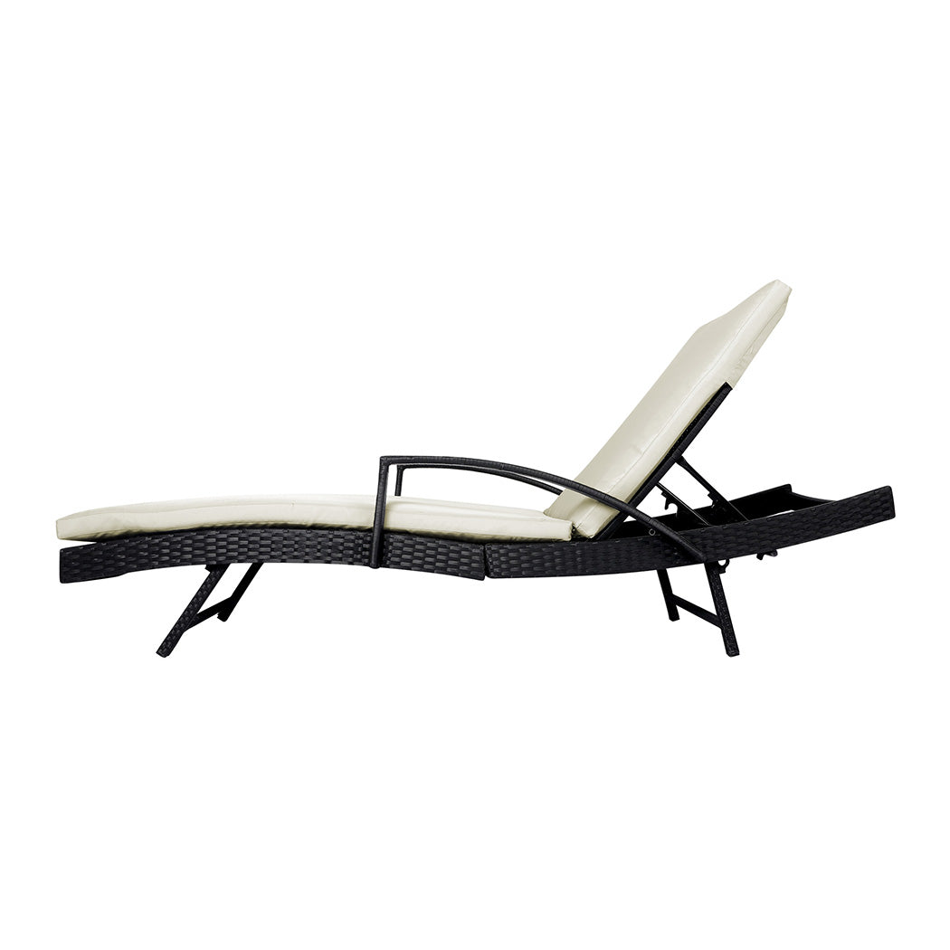 2PCS Levede Outdoor Sun Lounger Furniture Beige-1954802878413672449