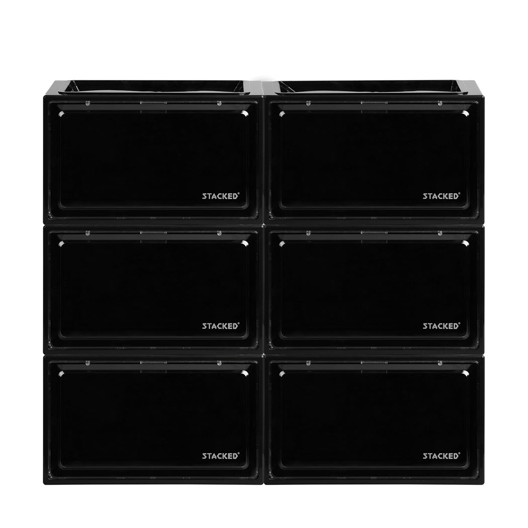 Stacked Shoe Box Acrylic Sneaker Display 6PC Black-1954802597328195585