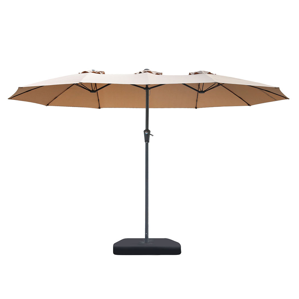 Centra 4M Double-sided Patio Umbrella Outdoor Umbrella Base Stand Khaki-1954802422698348545