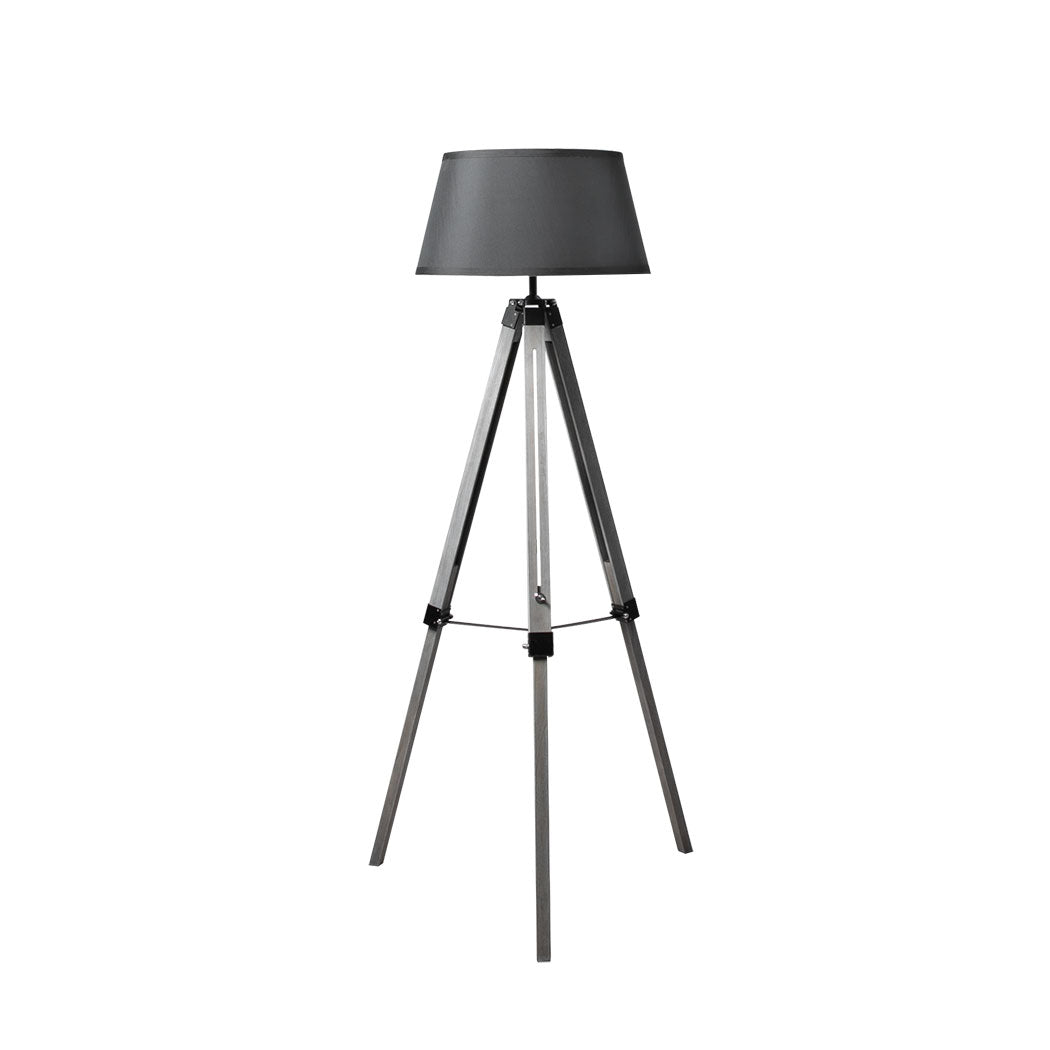 EMITTO Tripod Wooden Floor Lamp Shaded Grey-1954802835606605825