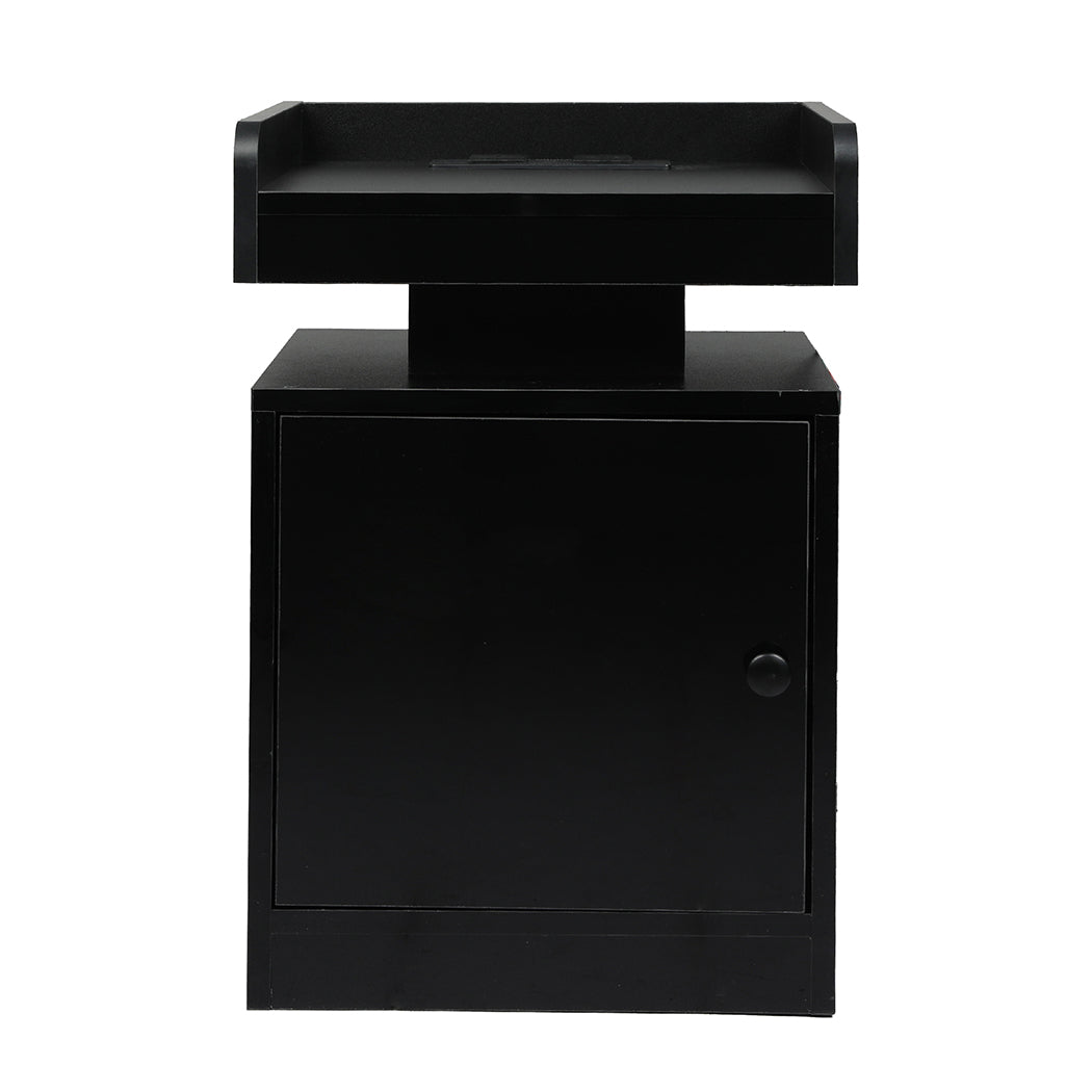 Levede Bedside Table USB Charger Outlet RGB Black-1963748907678830593