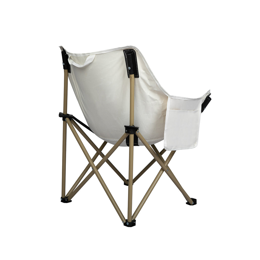 Levede Folding Camping Moon Chair Lightweight Beige-1910112919954264064