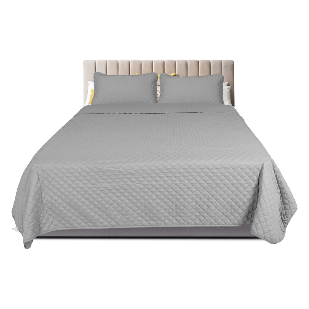DreamZ Bedspread Coverlet Set Quilted Grey King-1919892935881658369