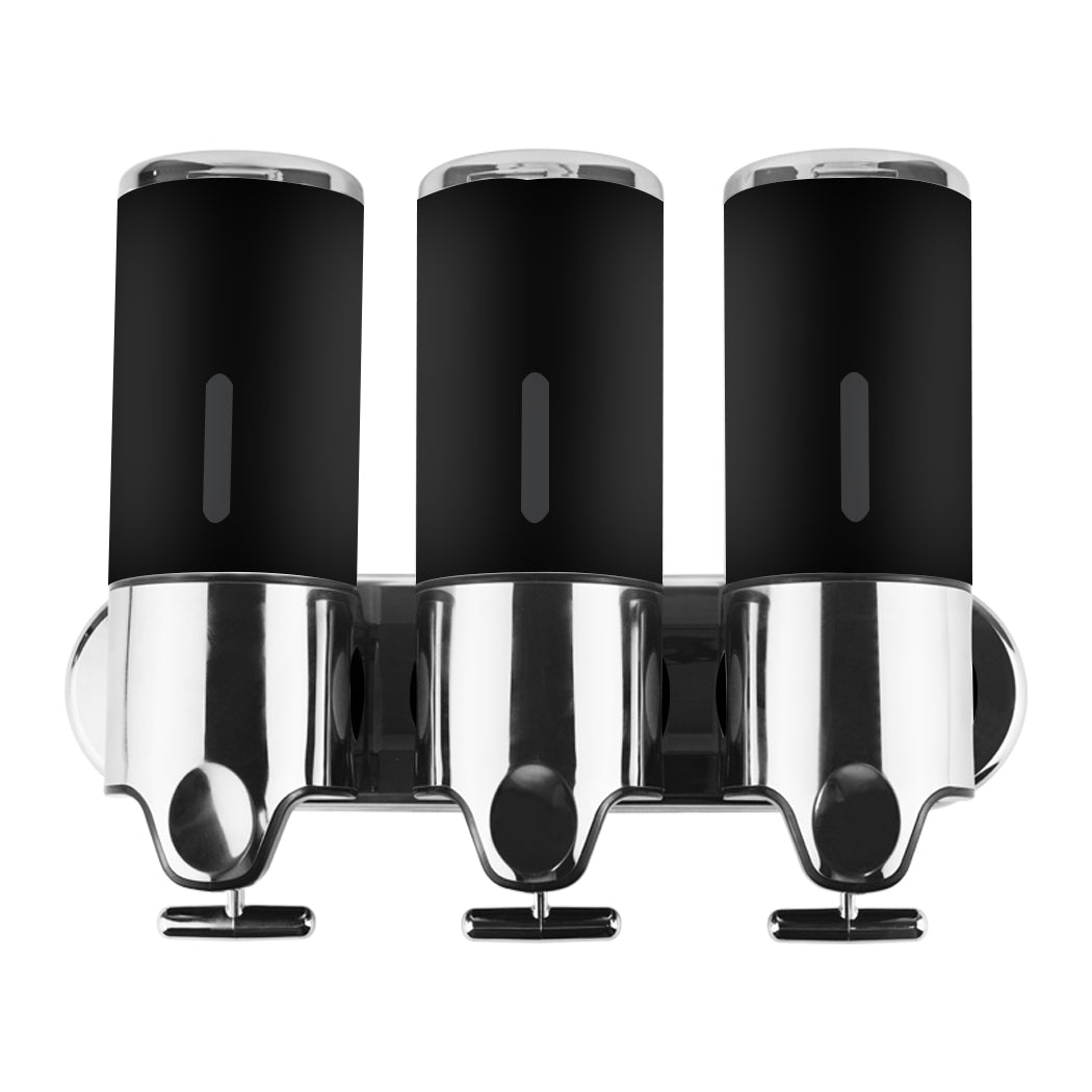 3 Bottles Bathroom Shower Soap Dispenser Black-1910113089890684929