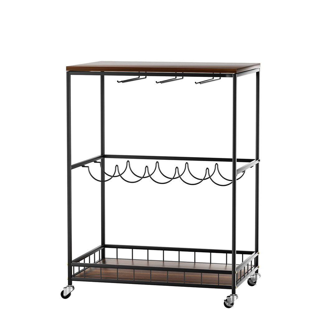 Levede Wooden Bar Cart Drinks Trolley 3 Tire-1954802348551442433