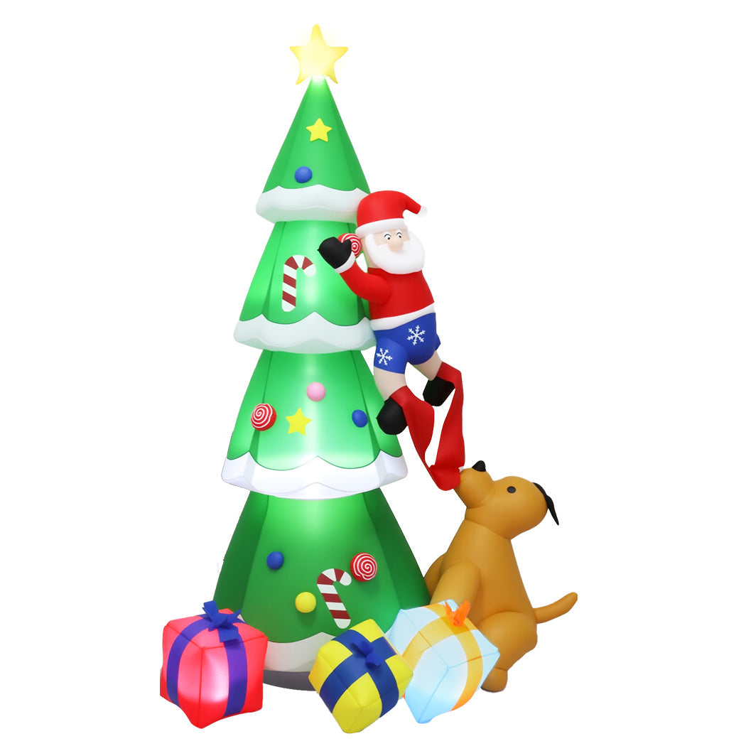 Santaco Inflatable Christmas 2.4M Xmas Tree Santa Claus-1973194174362685441