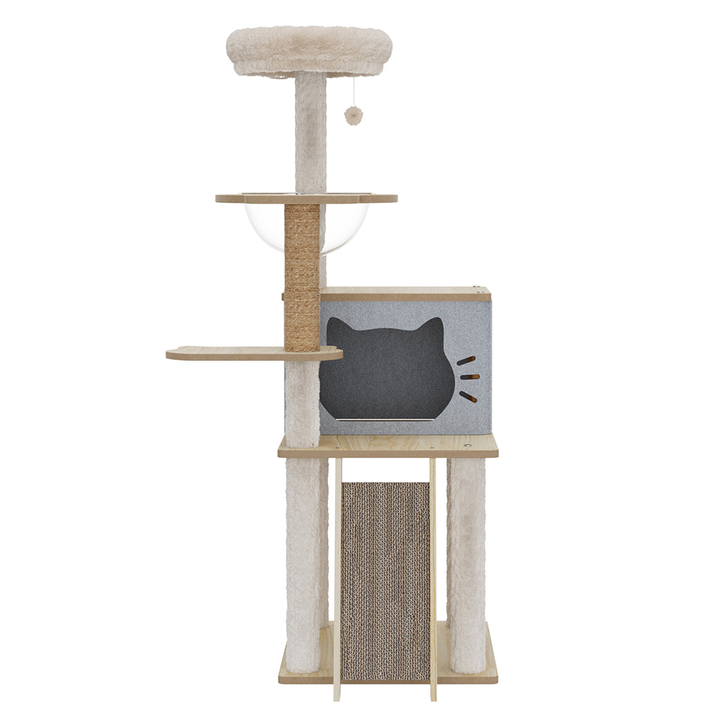 Pawz Cat Tree Tower Scratcher Wood Condo House 120cm-1910149783033614337