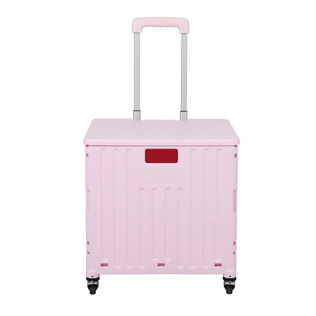 Folding Shopping Trolley Cart Portable Pink-1954802609982410753