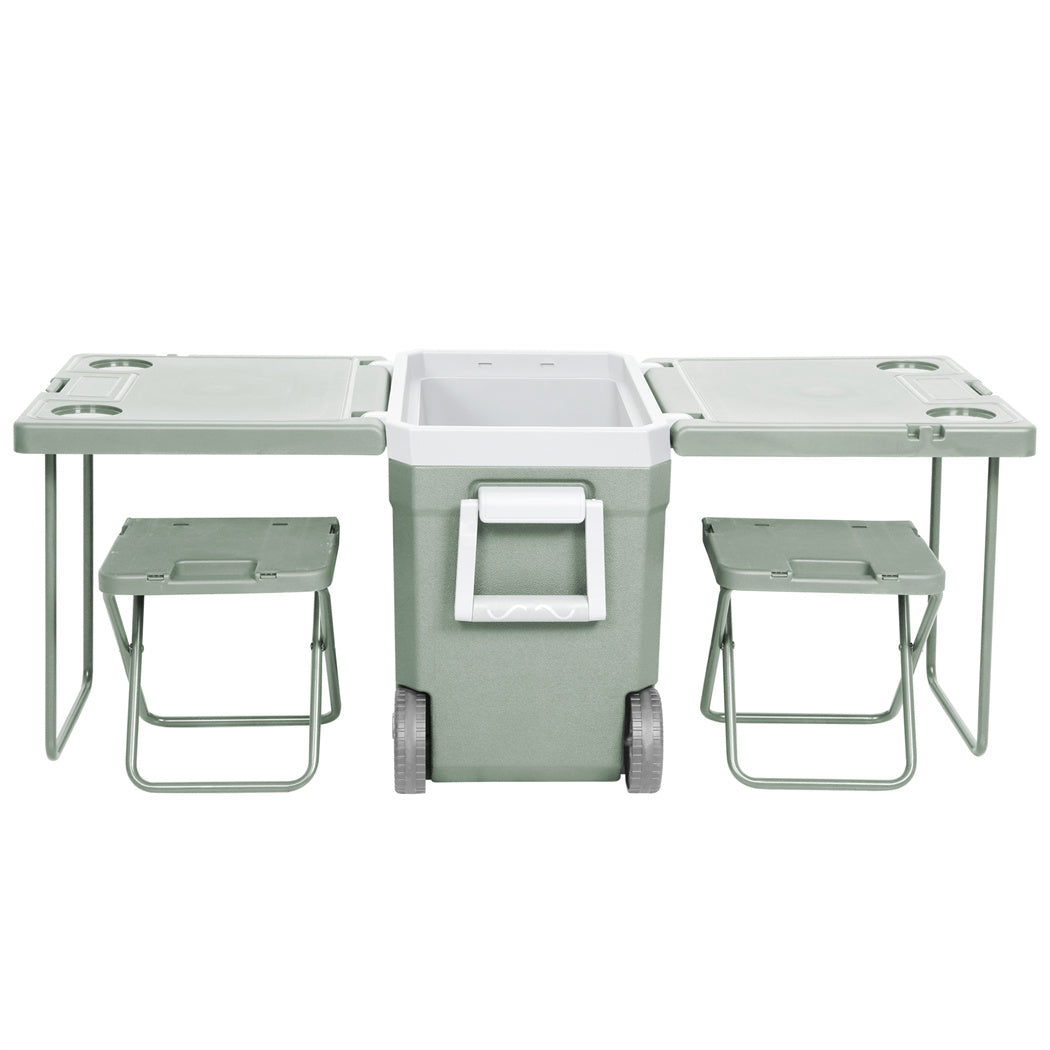 Mountview Cooler Ice Box With Table Chair 32L Portable Wheeled Camping Outdoor-1910112213910294529