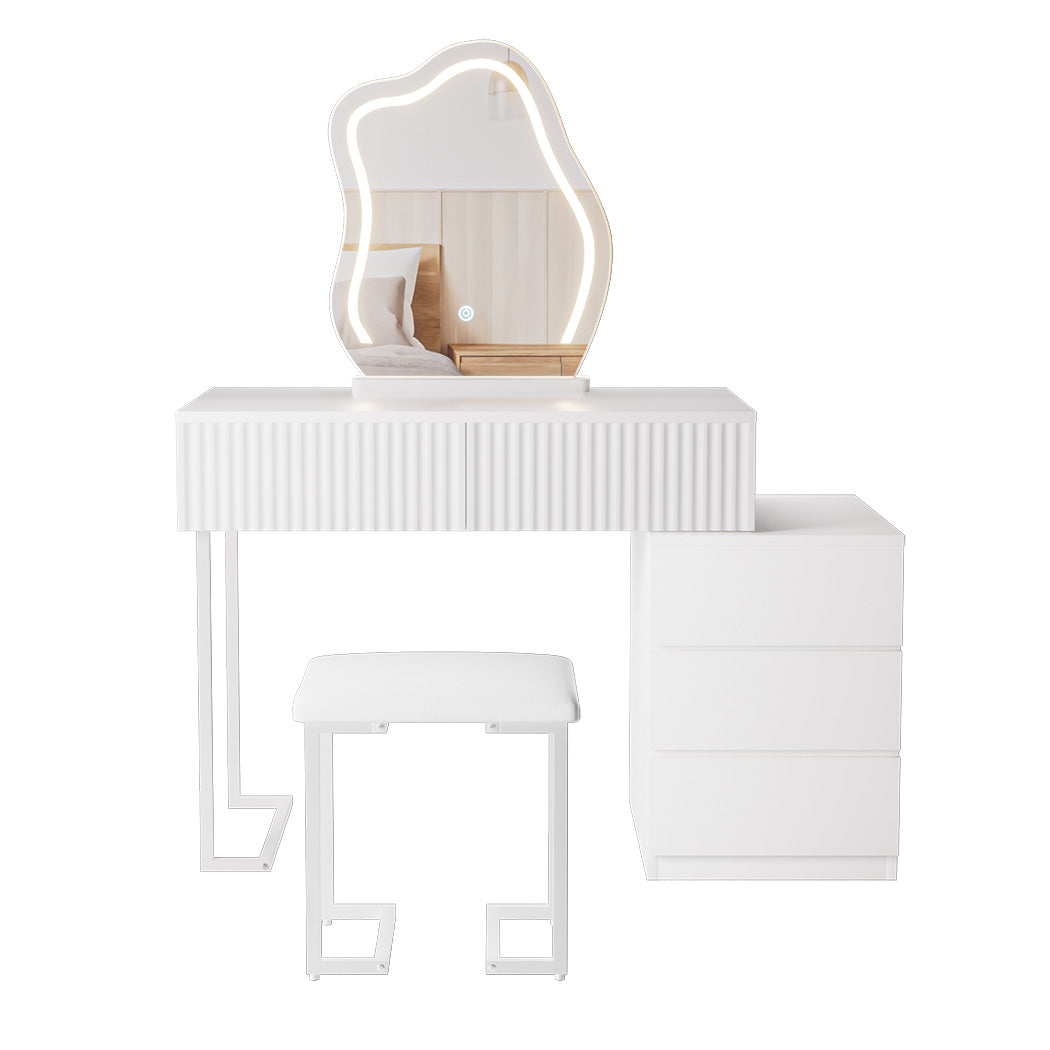 Levede Dressing Table Stool Set with Mirror Led-1954802443267215361