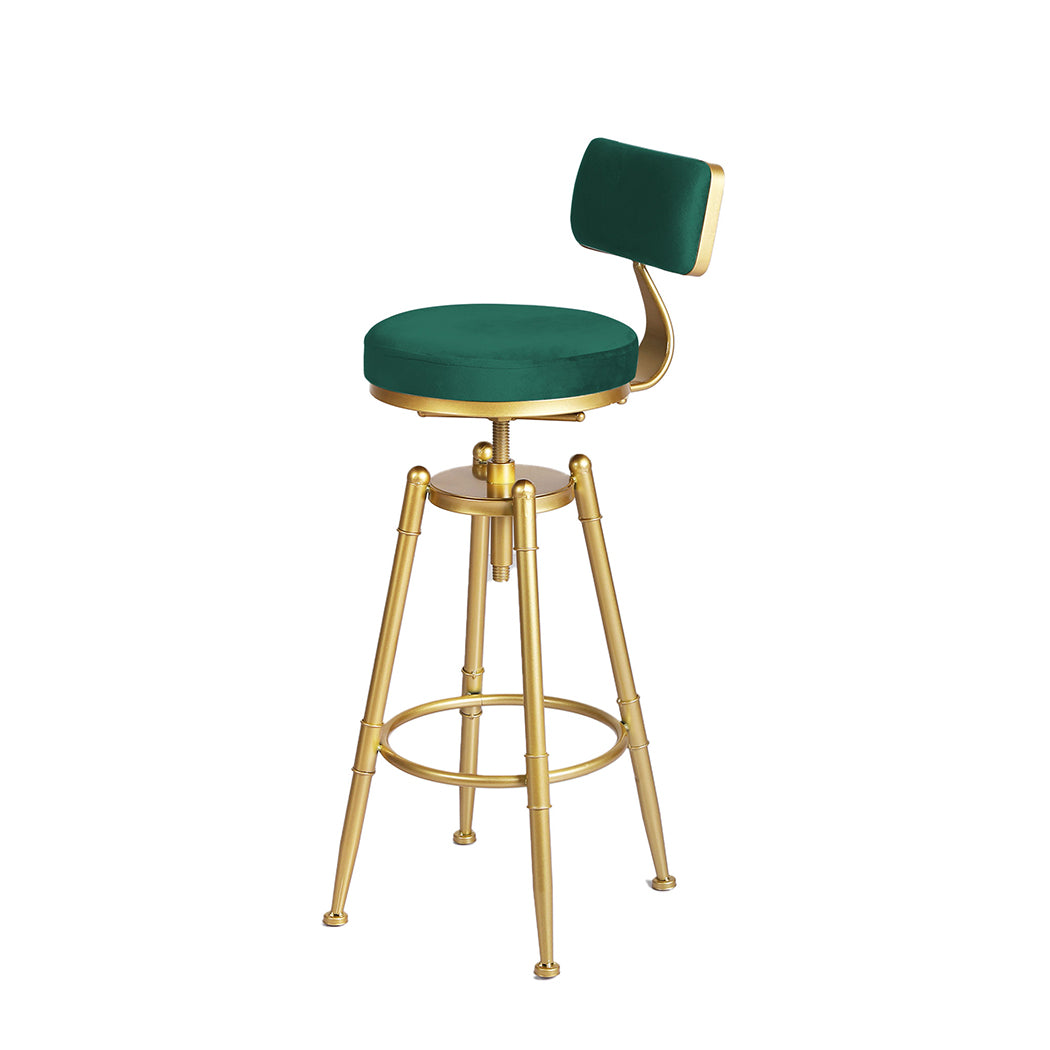 Levede 1x Bar Stools Velvet Kitchen Green-1954802950887051265