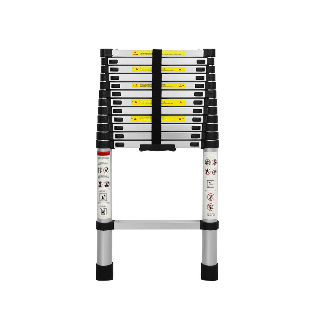 Traderight Multipurpose Ladder Telescopic 3.8M Silver 3.8 Meter-1954802734758760449