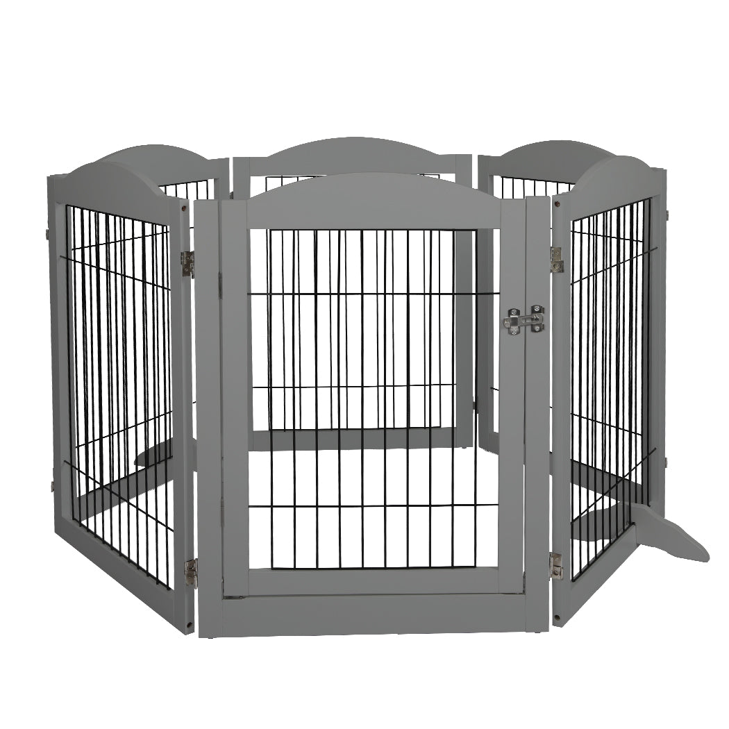 PaWz 6 Panels Pet Dog Playpen Puppy Grey-1954802560334434305